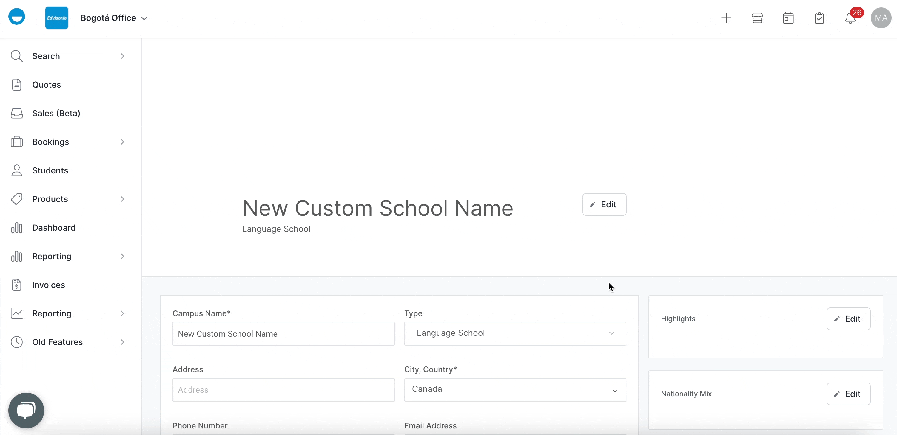 Create School Profile