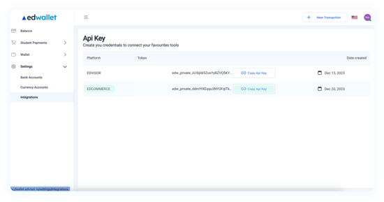 EdWallet - EdComerce - API KEY