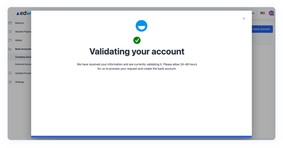EdWallet - Validating Account